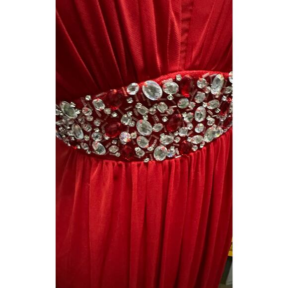 City Triangles Red Strapless Evening Gown/Prom Dress With Rhinestones Size 1 - Picture 6 of 7